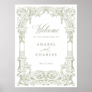 Affiche Vintage Arch Vines Cadre Mariage Bienvenue
