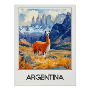 Affiche vintage Argentina, paysage de Patagonie