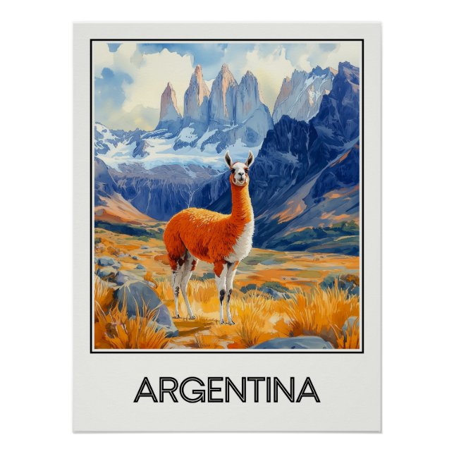 Affiche vintage Argentina, paysage de Patagonie (Devant)