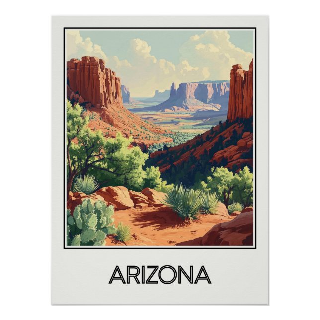 Affiche vintage Arizona, paysages du Far West (Devant)