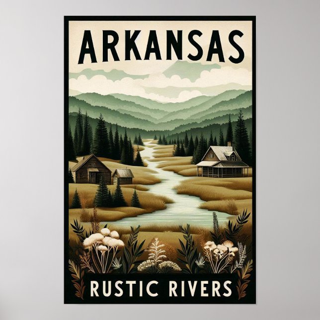 Affiche vintage Arkansas Rustic Rivers (Devant)