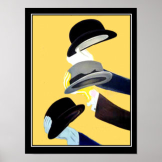 Affiche vintage Art Déco française 3 Chapeaux