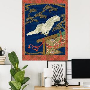 Affiche Vintage Art du Japon Faucon Blanc G.A. Audsley