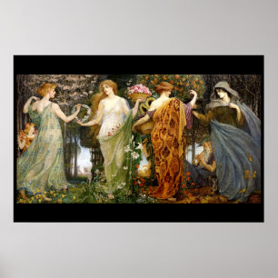 Affiche Vintage Art Nouveau 4 Seasons by Walter Crane