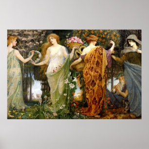 Affiche Vintage Art Nouveau 4 Seasons by Walter Crane