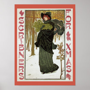 Affiche Vintage art nouveau christmas magazine holiday