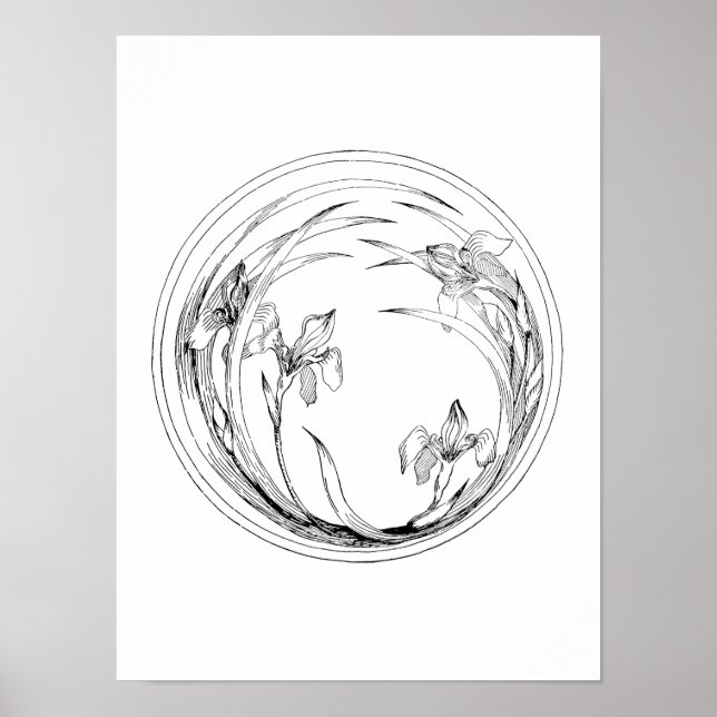 Affiche Vintage Art Nouveau Irises - Iris Template (Devant)
