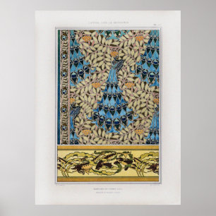 Affiche Vintage Art Nouveau Peacocks Poissons & Algues