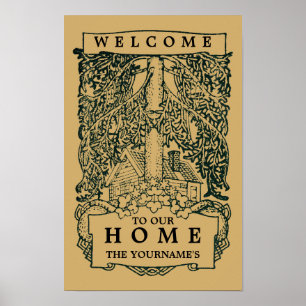 Affiche Vintage Arts And Crafts Style "Welcome"