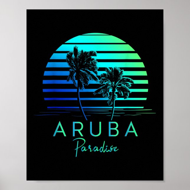 Affiche Vintage Aruba Beach Vibes Vacances Souvenir (Devant)