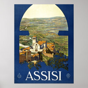 Affiche Vintage Assisi Italie Voyage Tourisme Annonce