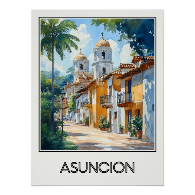 Affiche vintage Asuncion, charme colonial (Devant)