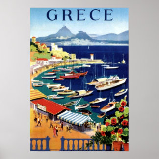 Affiche Vintage Athènes Grèce Voyage