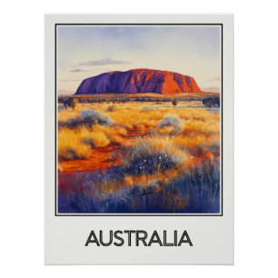 Affiche vintage Australia, majesté d’Uluru