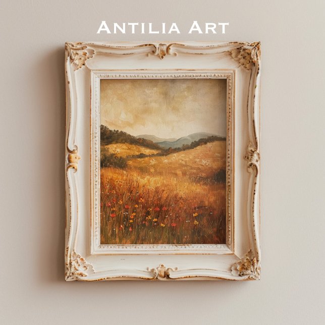 Affiche Vintage Automne Fleur sauvage Pays Terrain Paysage (Créateur téléchargé)