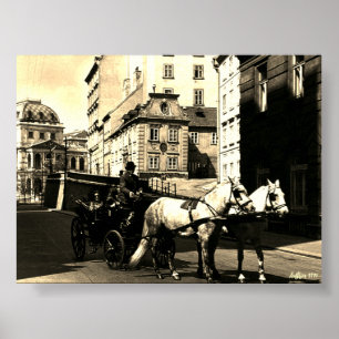 Affiche Vintage Autriche Vienne Dreimaderlhaus Fiaker