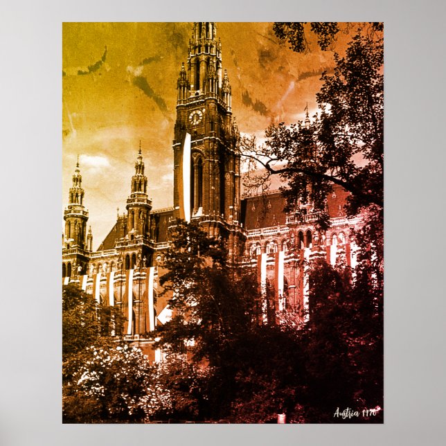 Affiche Vintage Autriche Vienne Hôtel de ville (Devant)
