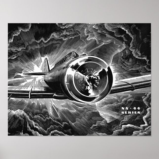 Affiche Vintage Aviation Fighter Airplane Art Print (Devant)