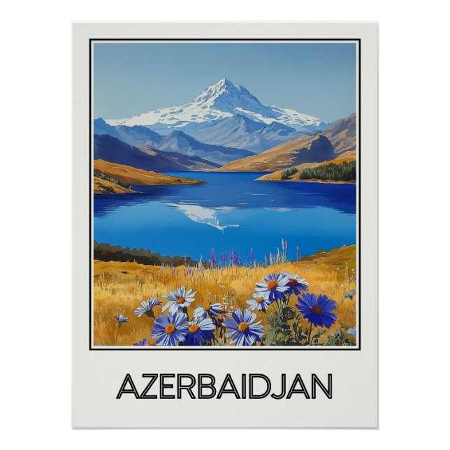 Affiche vintage Azerbaïdjan, splendeur des montagn (Devant)