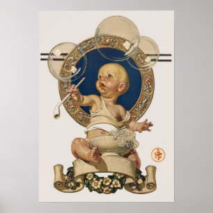 Affiche Vintage Baby Bubbles par J.C. Leyendecker Nursery