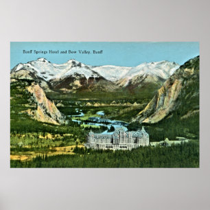 Affiche Vintage Banff Springs Hotel and Bow Valley