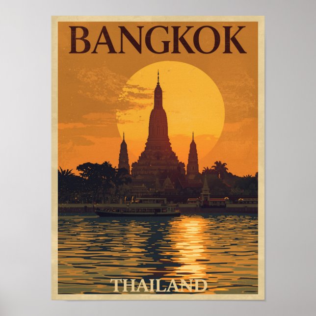 Affiche Vintage Bangkok Travel (Devant)