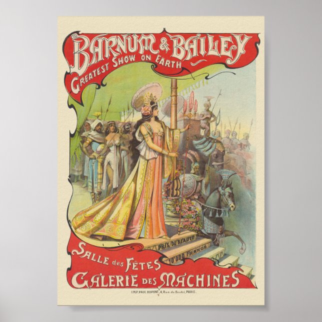 Affiche vintage Barnum & Bailey 1901 (Devant)