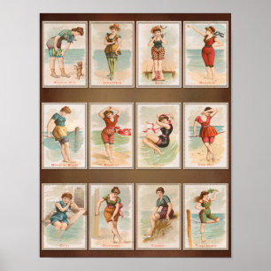 Affiche Vintage Bathing Beauties Set 1