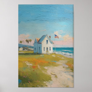 Affiche Vintage Beach 4 juillet Americana Independence