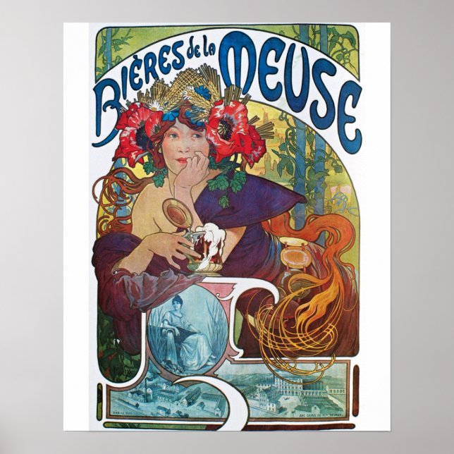 Affiche Vintage Beer Art Nouveau Alphonse Mucha (Devant)