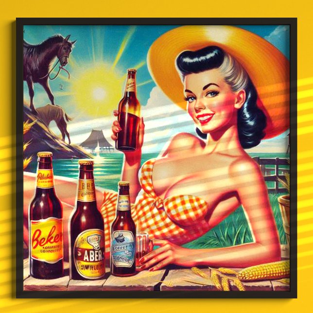 Affiche Vintage Beer Summer Girl (Créateur téléchargé)