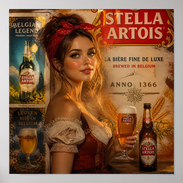 Affiche Vintage Belgian Lager Tavern Glow (Devant)