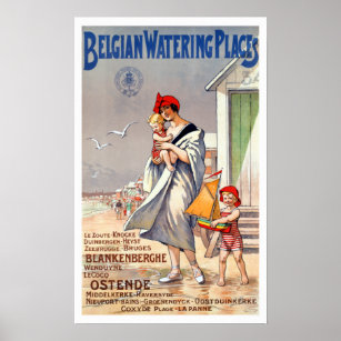 Affiche Vintage Belgique Beaches Travel