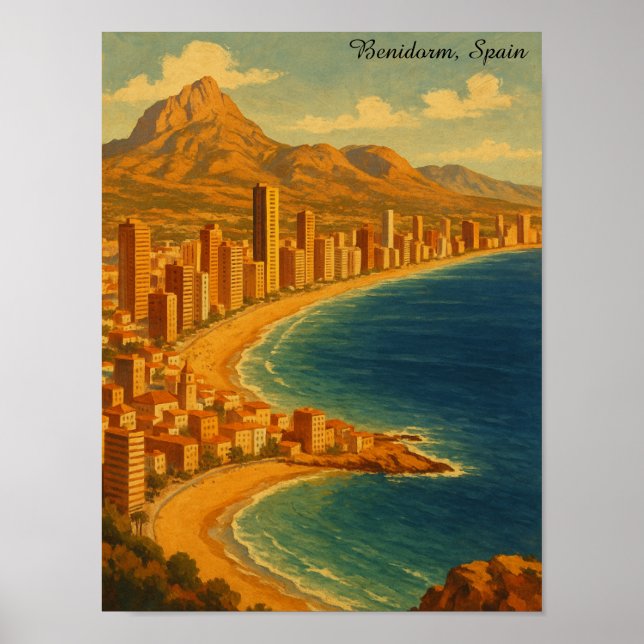 Affiche Vintage Benidorm Costa Blanca Espagne Voyage (Devant)