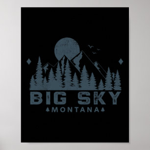 Affiche Vintage Big Sky Montana Mt Ski Montagne Extérieur