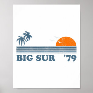 Affiche Vintage Big Sur Californie Rétro Soleil Plage Surf