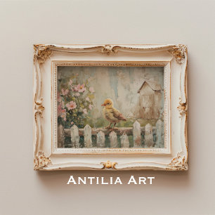 Affiche Vintage Bird Springtime Peinture Pays Agritourisme