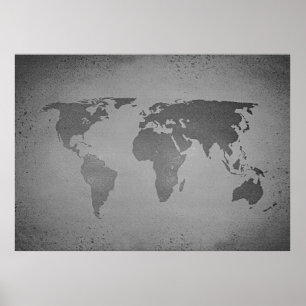 Affiche Vintage black and white world map