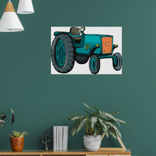 Affiche Vintage Blue Tracteur