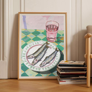 Affiche Vintage Boîte de Sardines Rétro 