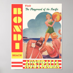 Affiche Vintage Bondi Beach Australie Voyage