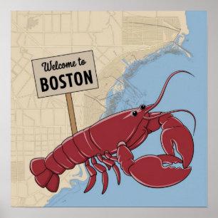 Affiche Vintage Boston Massachusetts, Bienvenue à Boston