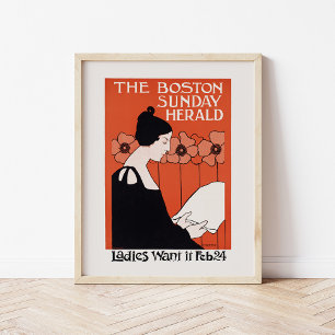 Affiche Vintage Boston Sunday Herald