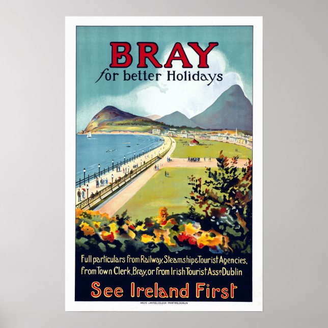 Affiche Vintage Bray Irlande Travel (Devant)