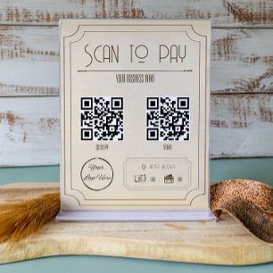 Affiche vintage brun 2 QR code analyse d'entreprise à paye