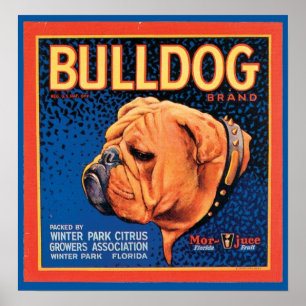Affiche Vintage Bulldog Brand Crate Étiquette