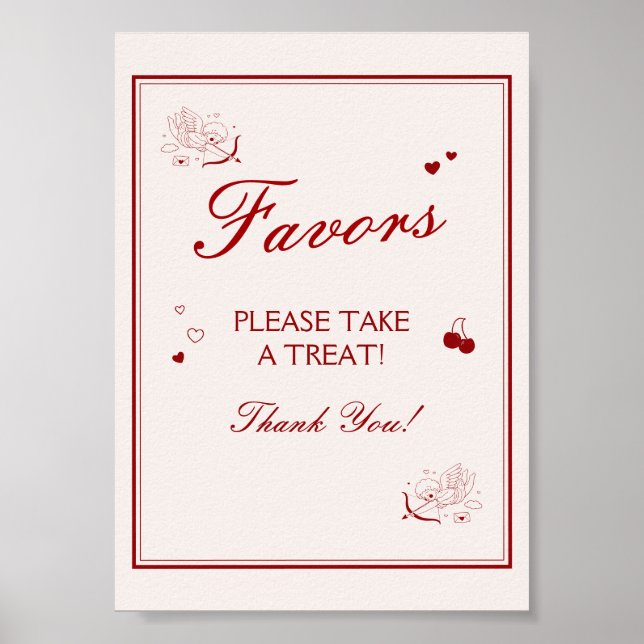 Affiche Vintage Burgundy Valentine Bridal Shower Favor (Devant)