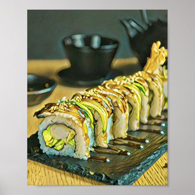 Affiche Vintage cadeau sushi (Devant)