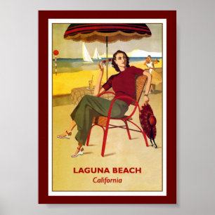 Affiche vintage californienne, Laguna Beach,