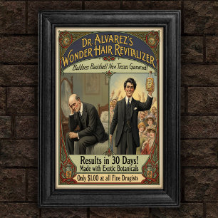 Affiche Vintage calvitie Banni Hair Tonic Ad